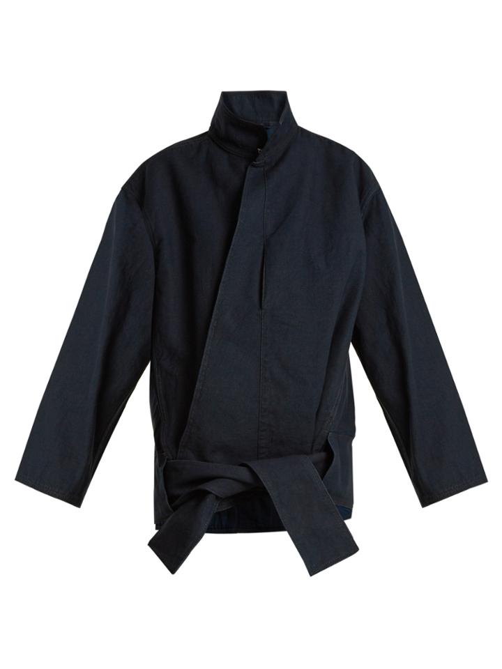 Lemaire High-neck Hemline-tie Denim Jacket