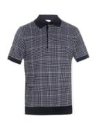 Brioni Hound's-tooth Knit Polo Shirt