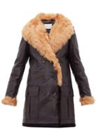 Matchesfashion.com Chlo - Shearling Trimmed Leather Jacket - Womens - Navy
