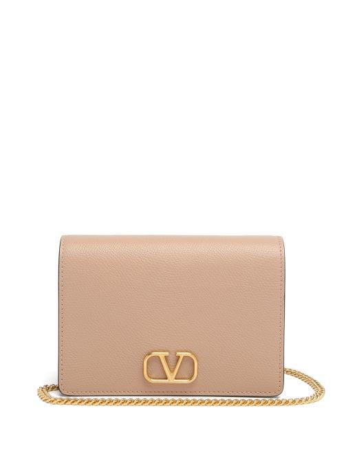 Matchesfashion.com Valentino Garavani - V-logo Grained-leather Shoulder Bag - Womens - Nude