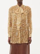 Burberry - Ruby Fawn-print Silk-chiffon Blouse - Womens - Beige