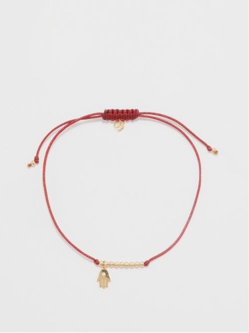 Sydney Evan - Hamsa Diamond, 14kt Gold And Cord Bracelet - Mens - Gold Red