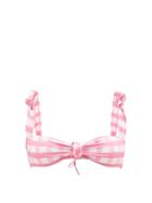 Jacquemus - Maillot Vichy Recycled-jersey Bikini Top - Womens - Pink White