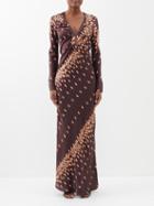 Johanna Ortiz - Voragine Keyhole Silk-charmeuse Maxi Dress - Womens - Brown