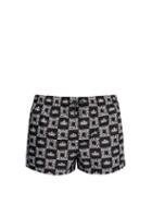 Matchesfashion.com Dolce & Gabbana - Check And Crown Print Mid Length Swim Shorts - Mens - Black