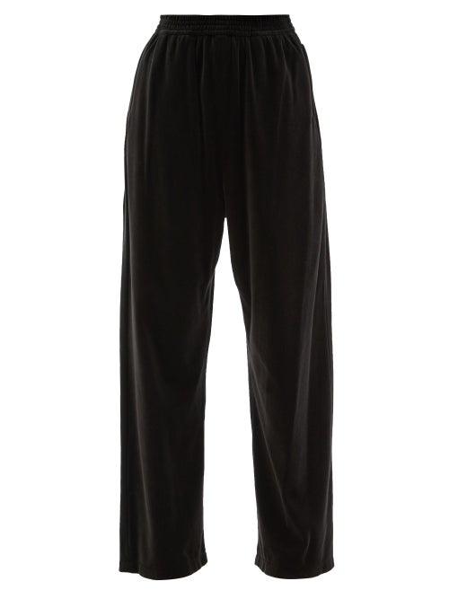 Balenciaga - Cotton-blend Velour Track Pants - Womens - Black