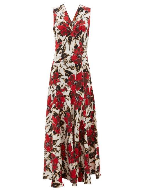 Matchesfashion.com Colville - Floral Print Panelled Crepe Maxi Dress - Womens - Red Print