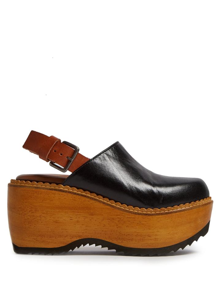Marni Leather And Wood Slingback Clog-sandals