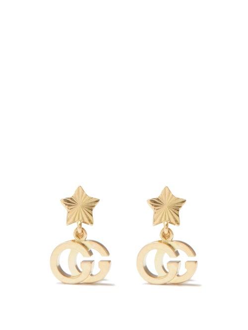 Gucci - Gg Running 18kt Gold Star Earrings - Womens - Yellow Gold