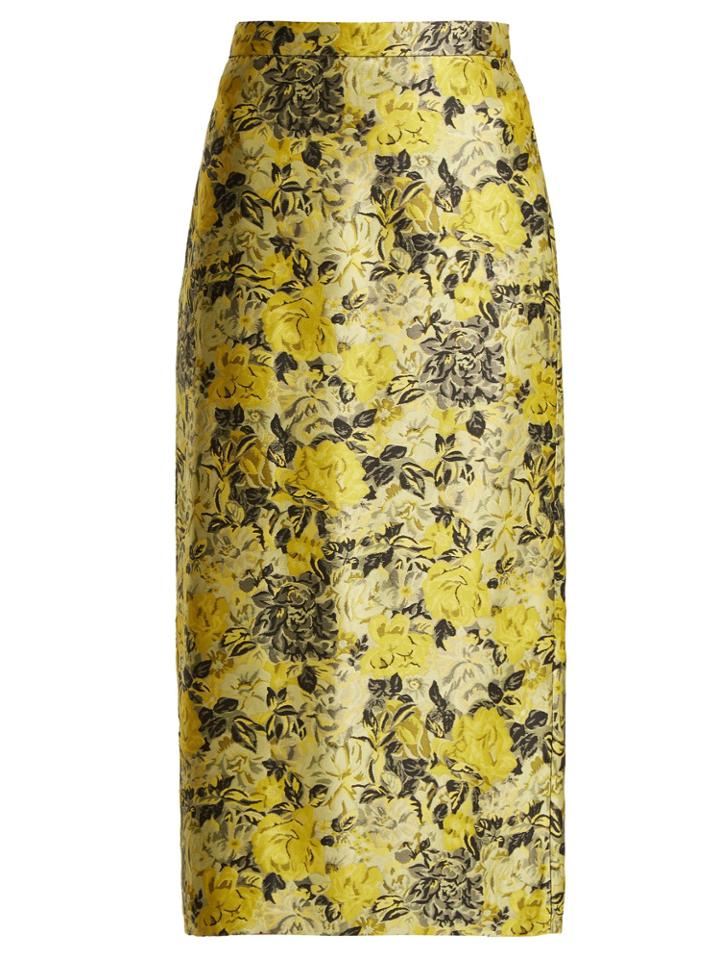 Erdem Maira Floral Jacquard Pencil Skirt