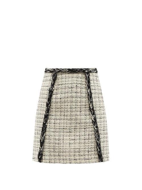 Ladies Rtw Giambattista Valli - Braided Boucl-tweed Mini Skirt - Womens - White Black