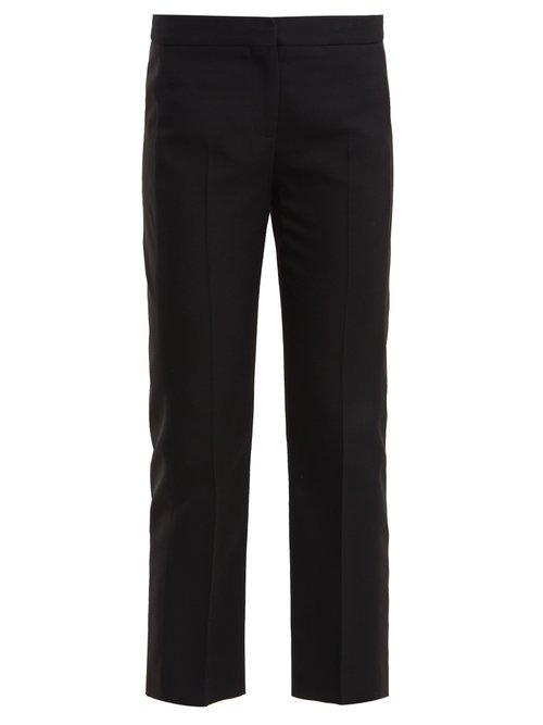 Matchesfashion.com Alexander Mcqueen - Side Panel Wool Blend Cropped Trousers - Womens - Black