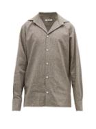 Matchesfashion.com Hecho - Camp Collar Houndstooth Linen Blend Shirt - Mens - Cream Multi