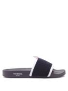Matchesfashion.com Thom Browne - Tricolour-stripe Cotton-terry Slides - Mens - Navy
