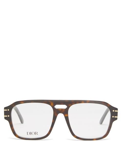 Dior - Diorsignature Aviator Acetate Glasses - Womens - Brown