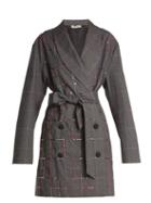 Matchesfashion.com Attico - Violet Double Breasted Checked Cotton Jacket - Womens - Grey Multi