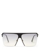 Matchesfashion.com Tom Ford Eyewear - Sofi Half-rim Aviator Metal Sunglasses - Womens - Black