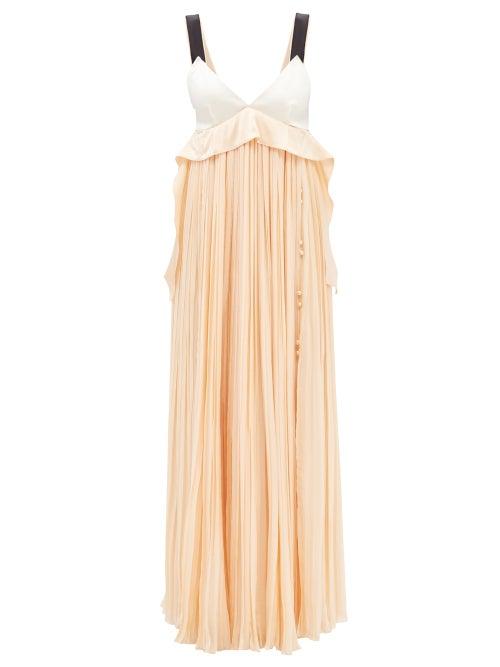Chlo - Empire-waist Silk-gauze Dress - Womens - Orange Multi