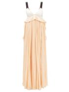 Chlo - Empire-waist Silk-gauze Dress - Womens - Orange Multi