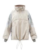 Matchesfashion.com Adidas By Stella Mccartney - Leopard-print Hooded Shell Windbreaker Jacket - Womens - Light Grey