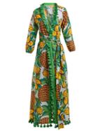 Matchesfashion.com Rhode Resort - Lena Pineapple Print Cotton Midi Dress - Womens - Yellow Print