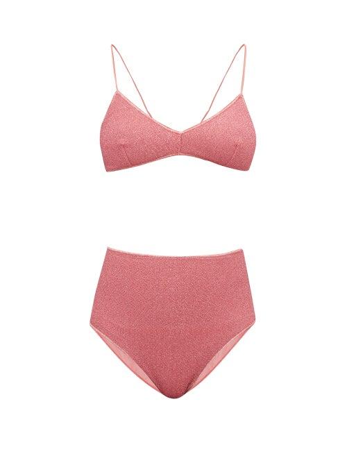 Matchesfashion.com Oseree - Lumire Metallic Triangle Bikini - Womens - Pink