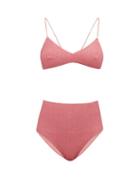 Matchesfashion.com Oseree - Lumire Metallic Triangle Bikini - Womens - Pink