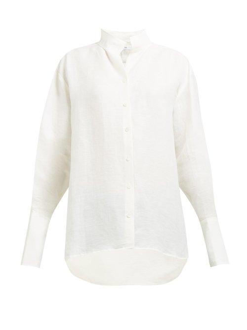 Matchesfashion.com Frame - Stand Collar Exaggerated Cuff Linen Blend Shirt - Womens - Ivory