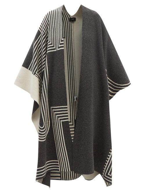 Joseph - Striped Longline Wool-blend Shawl - Womens - Black Multi