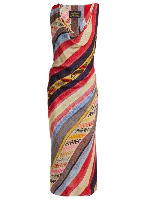 Matchesfashion.com Vivienne Westwood Anglomania - Virginia Printed Georgette Midi Dress - Womens - Multi