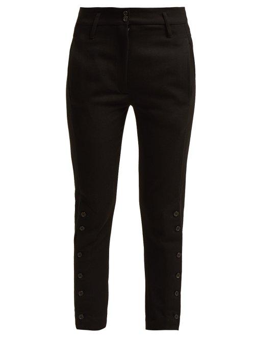 Matchesfashion.com Ann Demeulemeester - Buttoned Cuff Wool And Cotton Blend Trousers - Womens - Black