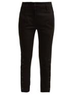 Matchesfashion.com Ann Demeulemeester - Buttoned Cuff Wool And Cotton Blend Trousers - Womens - Black