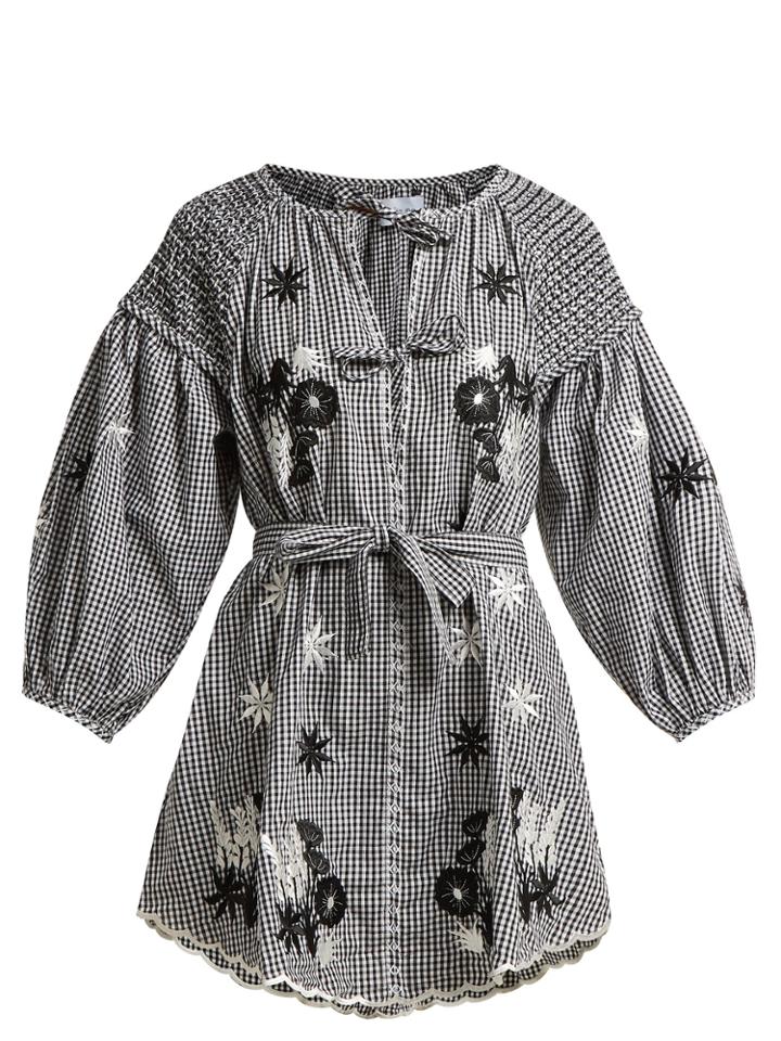 Innika Choo Smocked Embroidered Cotton Dress