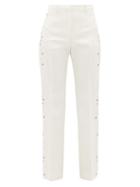 Matchesfashion.com Paco Rabanne - Embellished Wool Straight-leg Trousers - Womens - Ivory
