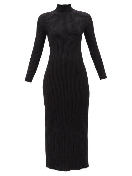 Balenciaga - Cable-knit Wool-blend Dress - Womens - Black