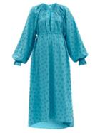 Matchesfashion.com Dodo Bar Or - Myra Floral-appliqu Cotton Maxi Dress - Womens - Blue