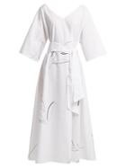 Matchesfashion.com Merlette - Giverny Embroidered Cotton Poplin Dress - Womens - White Print