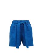 Matchesfashion.com Colville - Tie Waist Cotton Twill Shorts - Womens - Blue