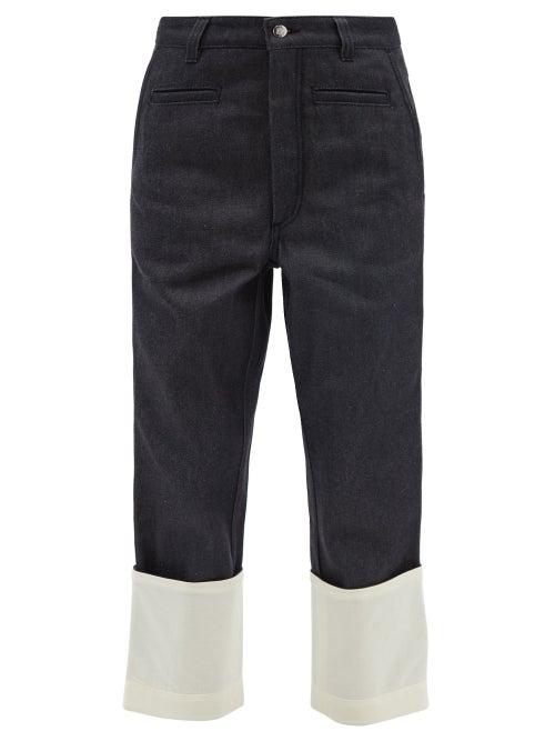 Loewe - Fisherman Cropped Turn-up Jeans - Womens - Dark Denim
