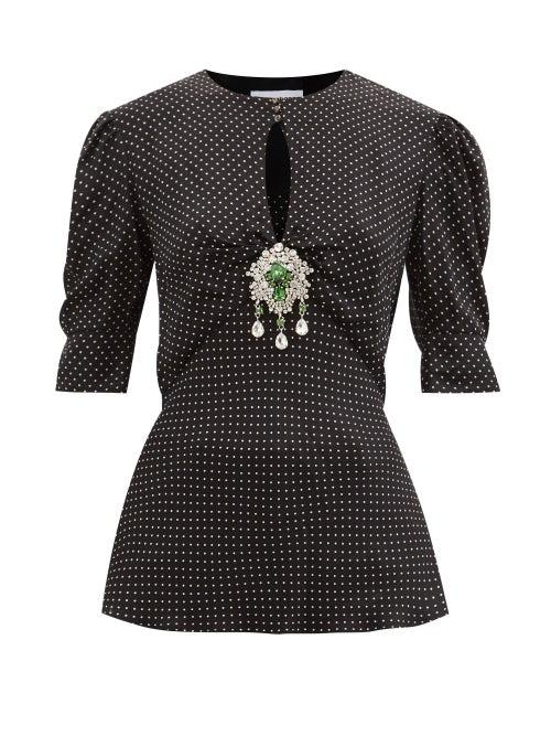 Paco Rabanne - Crystal-embellished Crepe Top - Womens - Black
