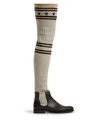 Matchesfashion.com Givenchy - Storm Star Jacquard Over The Knee Boots - Womens - Black Gold