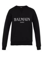 Matchesfashion.com Balmain - Logo Cotton Jersey Sweatshirt - Mens - Black White