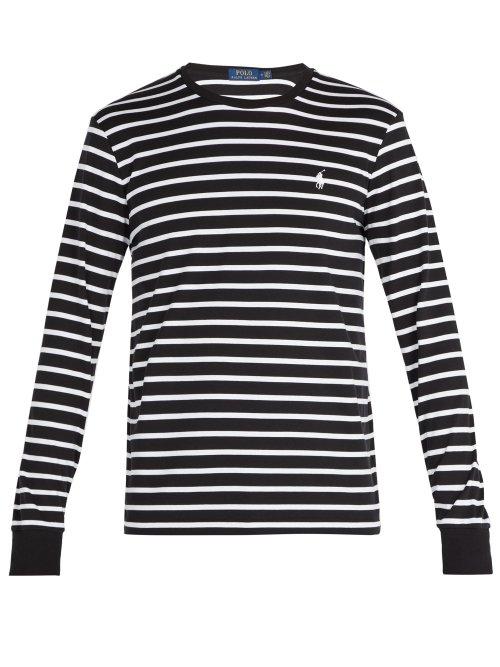 Matchesfashion.com Polo Ralph Lauren - Striped Long Sleeved Cotton T Shirt - Mens - Black Multi