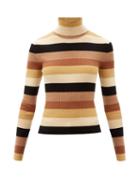 Matchesfashion.com Staud - Ken Striped Roll-neck Sweater - Womens - Camel