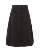 Matchesfashion.com Lee Mathews - Workroom Curved-hem Organic-cotton Skirt - Womens - Black