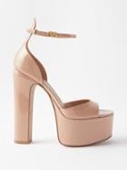 Valentino Garavani - Tan-go 155 Patent-leather Platform Sandals - Womens - Pink