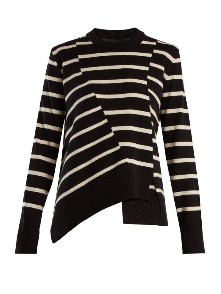 Proenza Schouler Panelled Crew-neck Striped Wool-blend Sweater