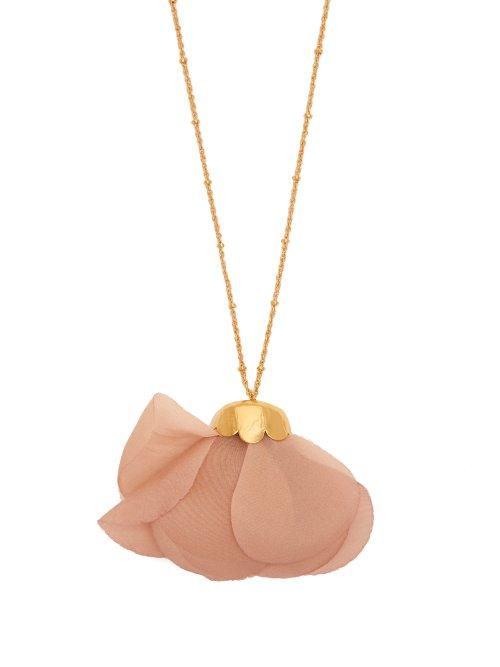 Matchesfashion.com Elise Tsikis - Cuidad Silk Flower & 18kt Gold Necklace - Womens - Pink