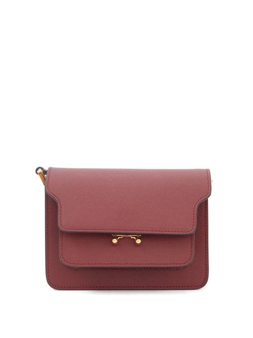Ladies Bags Marni - Trunk Mini Saffiano-leather Shoulder Bag - Womens - Burgundy