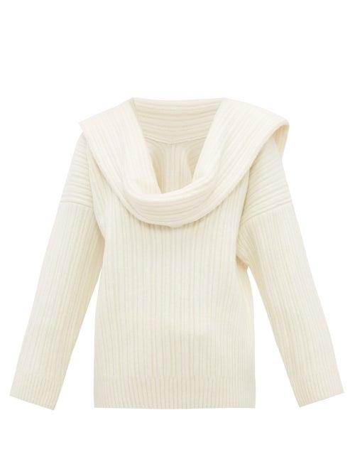 Matchesfashion.com Jacquemus - Draped Sleeve Virgin Wool Blend Sweater - Womens - Ivory